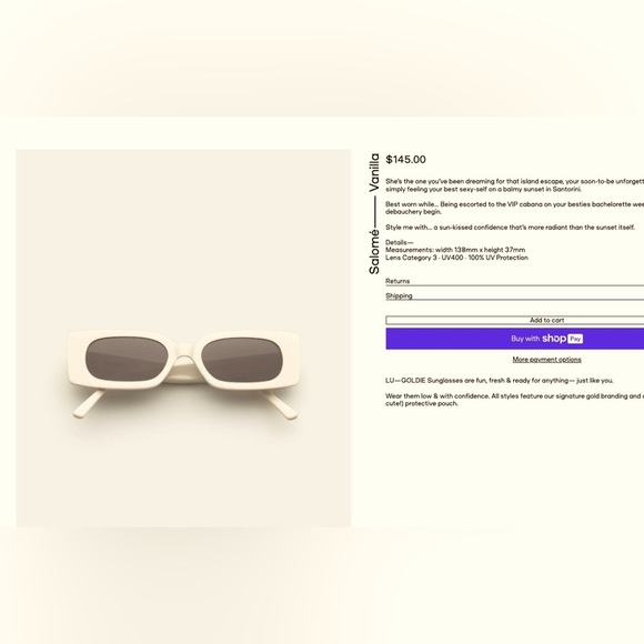 Lu Goldie X Lisa Danielle Cream Salome sunglasses - Picture 4 of 5